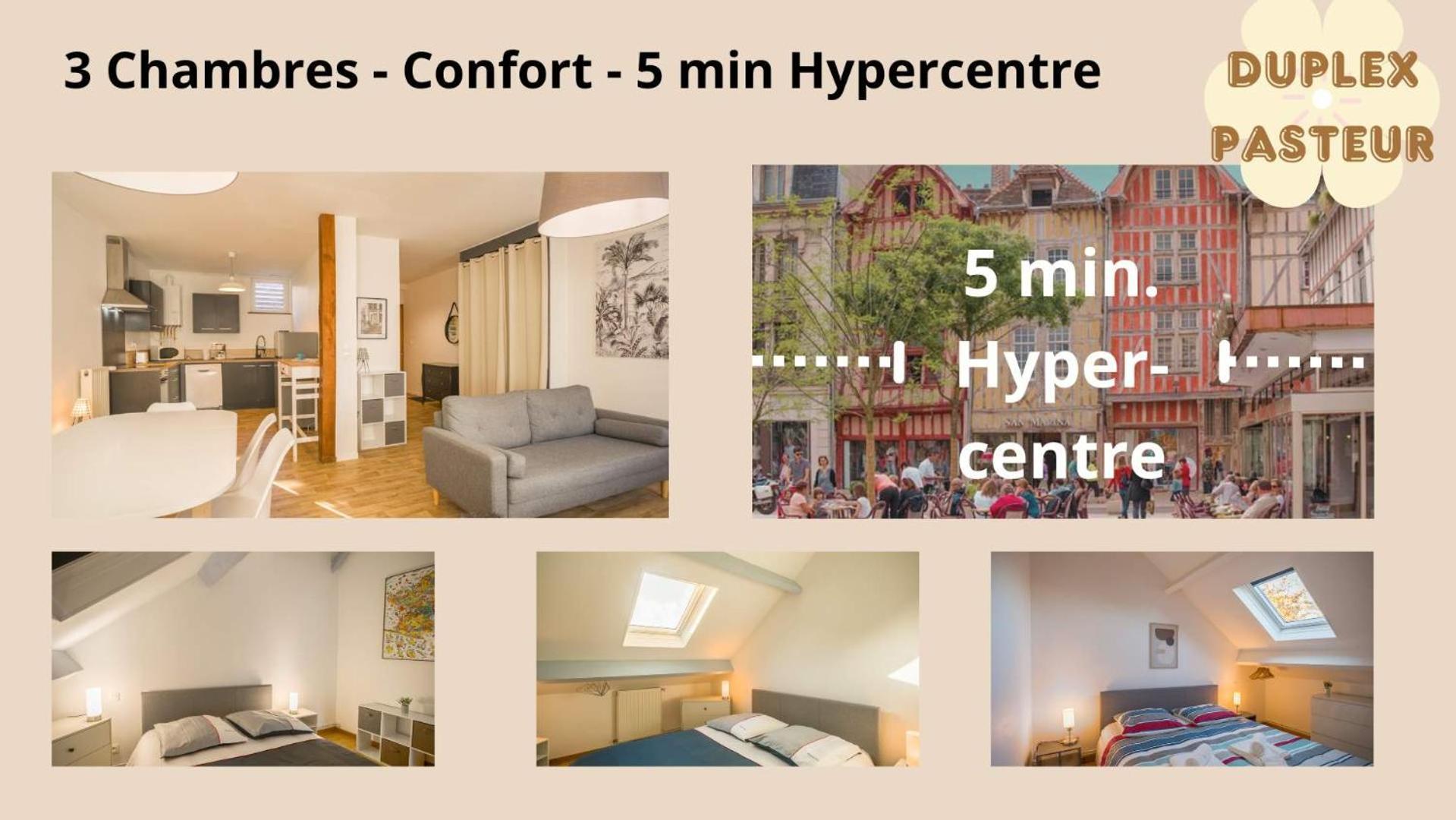 Le Duplex Pasteur - 5 Min Hypercentre - Ideal Groupe - Parking Gratuit Troyes Buitenkant foto